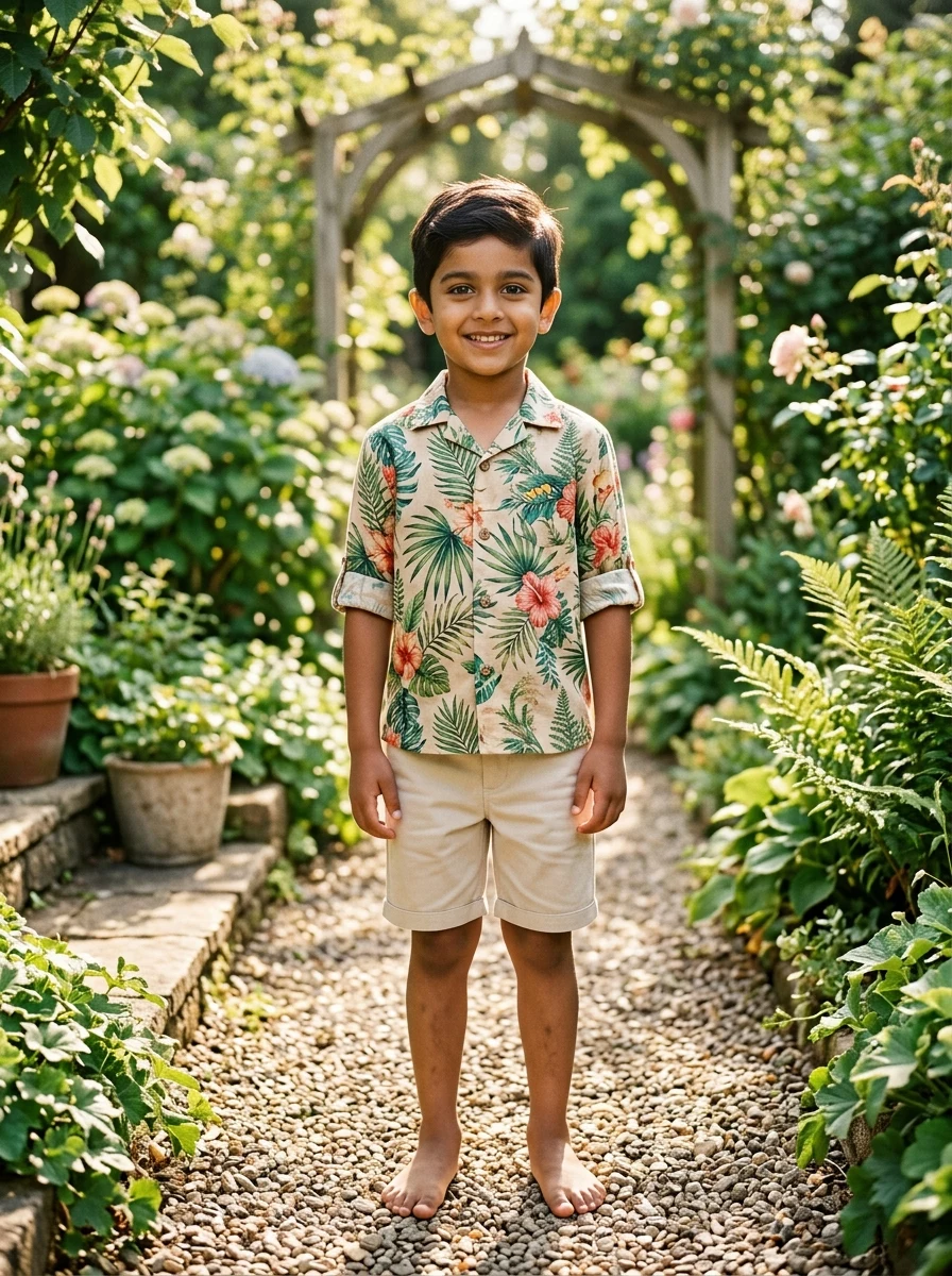 Boys Casual Printed Shirt Set
